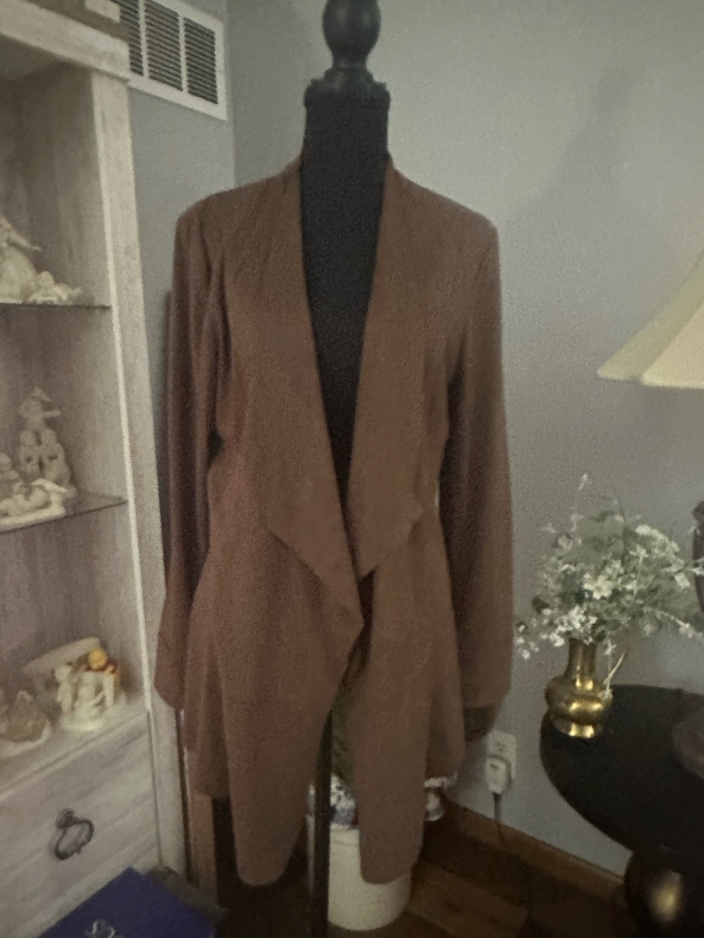 Simply Noelle Brown Open-Front Draped Blazer